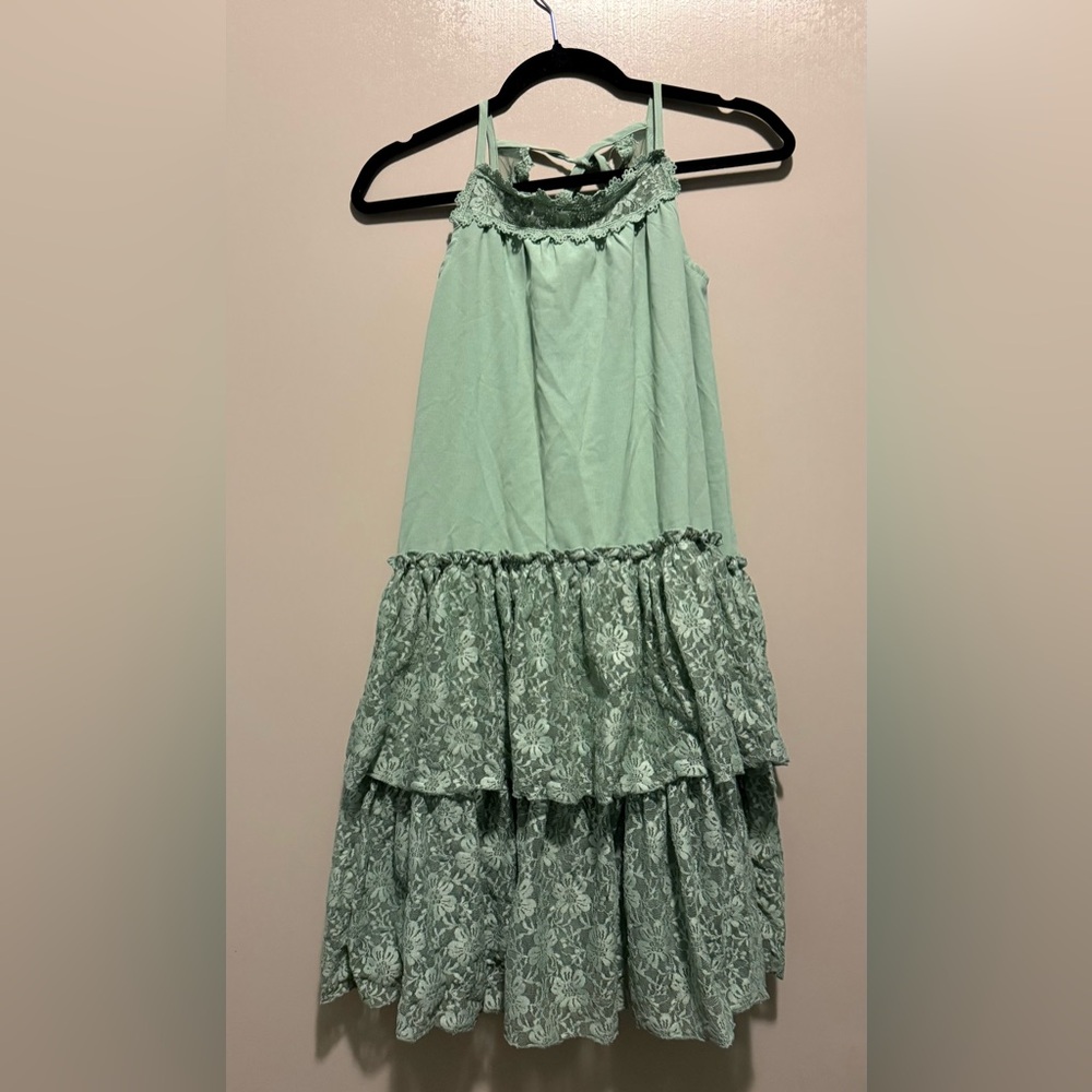 Elegant Kids Casual Dress with Lace Tiers